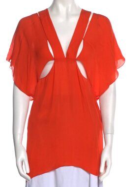 PRABAL GURNG ORANGE SILK BLOUSE SIZE M